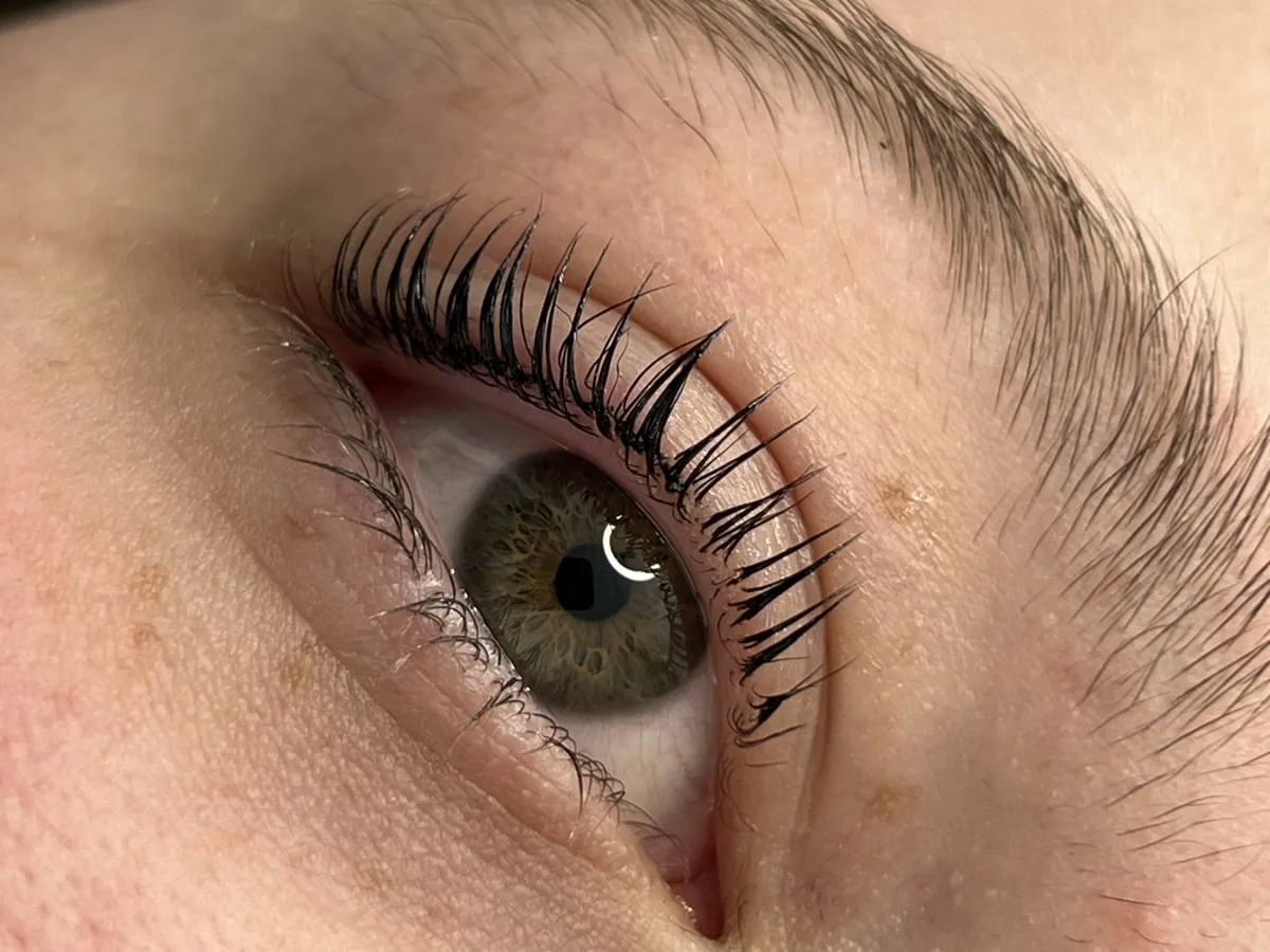 Eyelashes after a Korean Lash Lift, side view